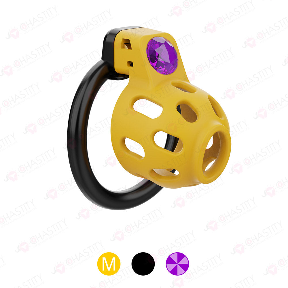 Yellow Chastity Cage With Power Stone