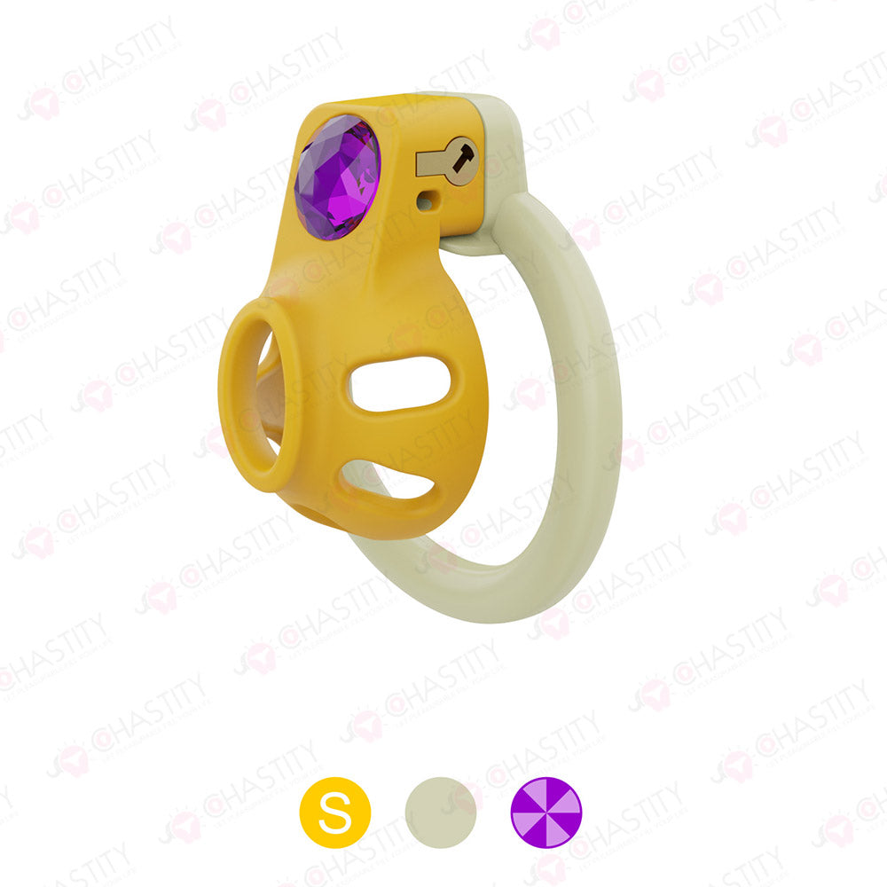 Yellow Chastity Cage With Power Stone