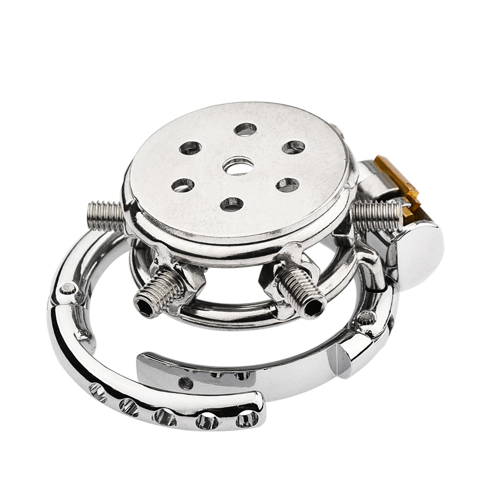 Adjustable Flat Chastity Cage With Spikes and Catheter - 1