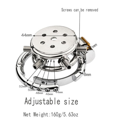 Adjustable Flat Chastity Cage With Spikes and Catheter - 3
