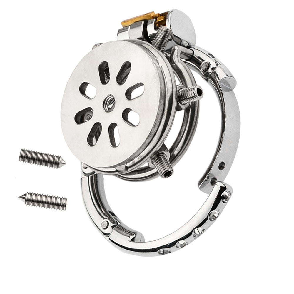 Adjustable Flat Chastity Cage With Spikes - 2