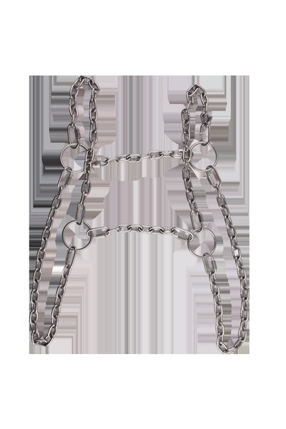 Men's Leather Bondage Corset Sexy Metal Harness for Adult Fetish Play