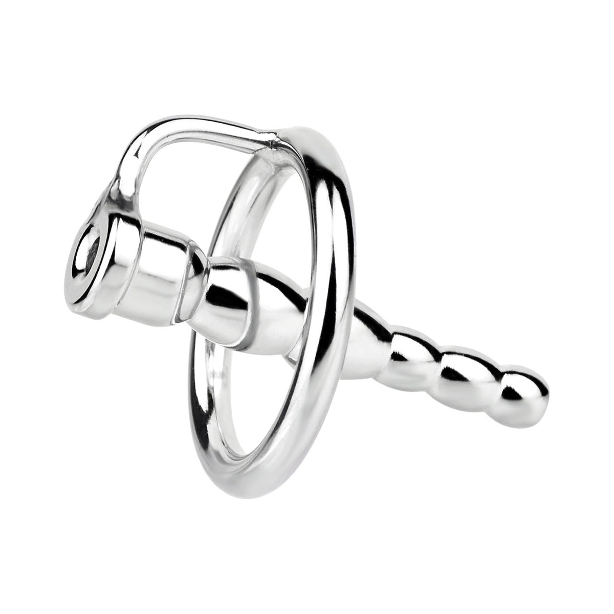 Beaded Hollow Urethral Plug With Penis Ring