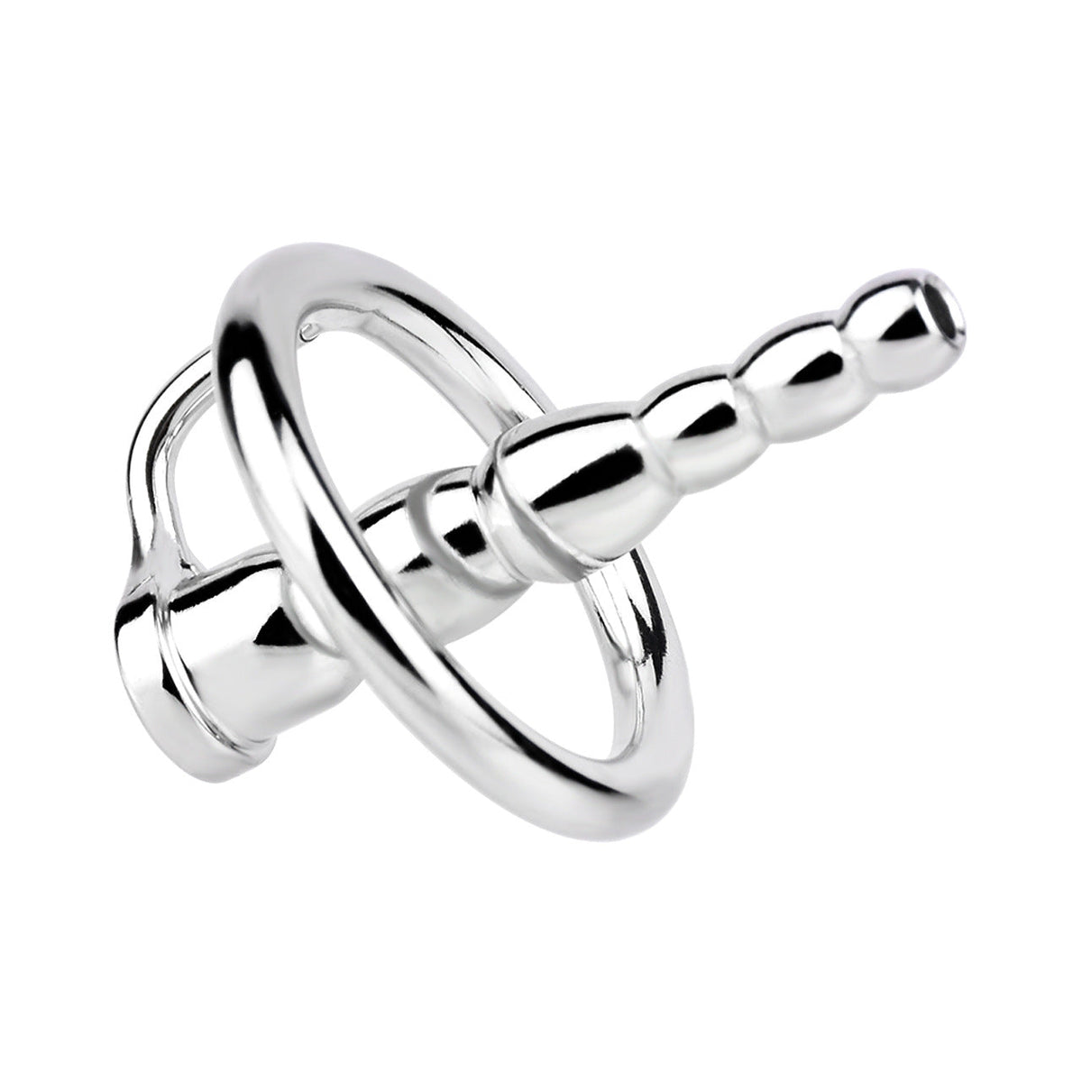 Beaded Hollow Urethral Plug With Penis Ring