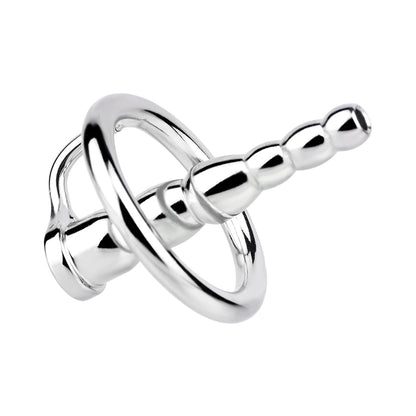 Beaded Hollow Urethral Plug With Penis Ring