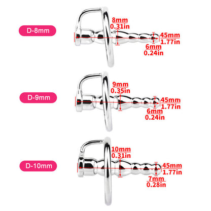 Beaded Hollow Urethral Plug With Penis Ring