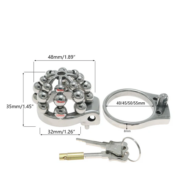 Beaded Stainless Steel Chastity Cage