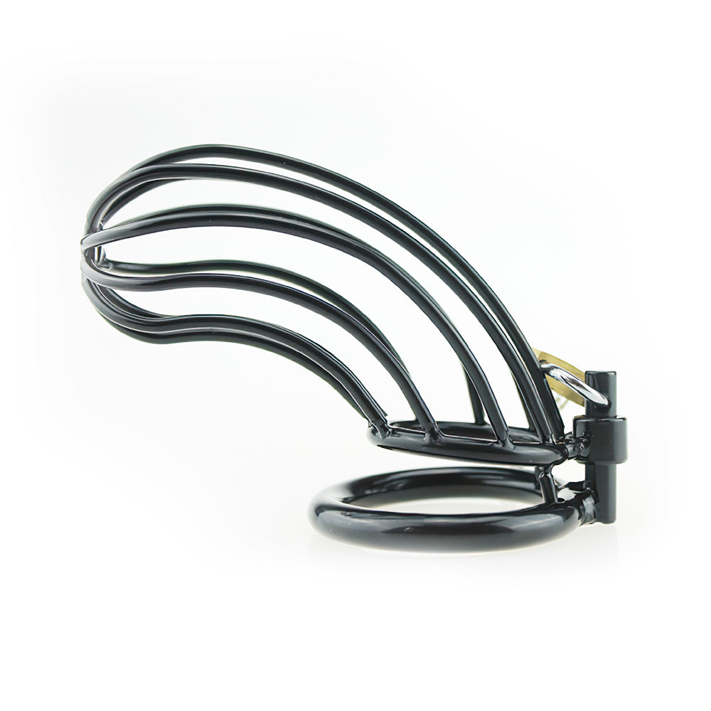 Black Metal Chastity Cage (3 Rings)