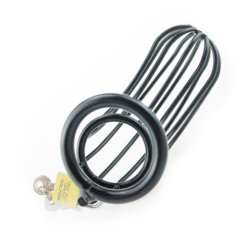 Black Metal Chastity Cage (3 Rings)