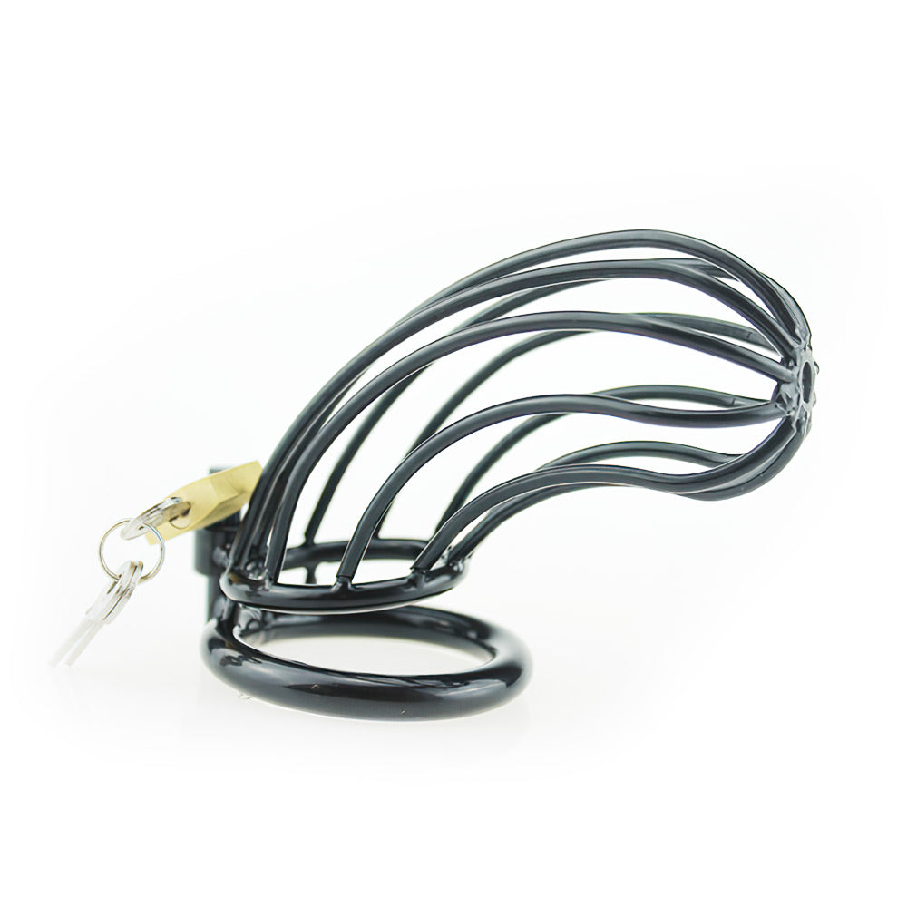 Black Metal Chastity Cage (3 Rings)