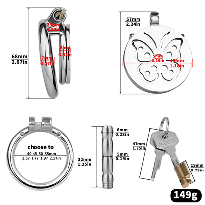 Sissy Butterfly Flat Chastity Cage