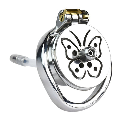 Steel Inverted Chastity Cage with Detachable Silicone Catheter