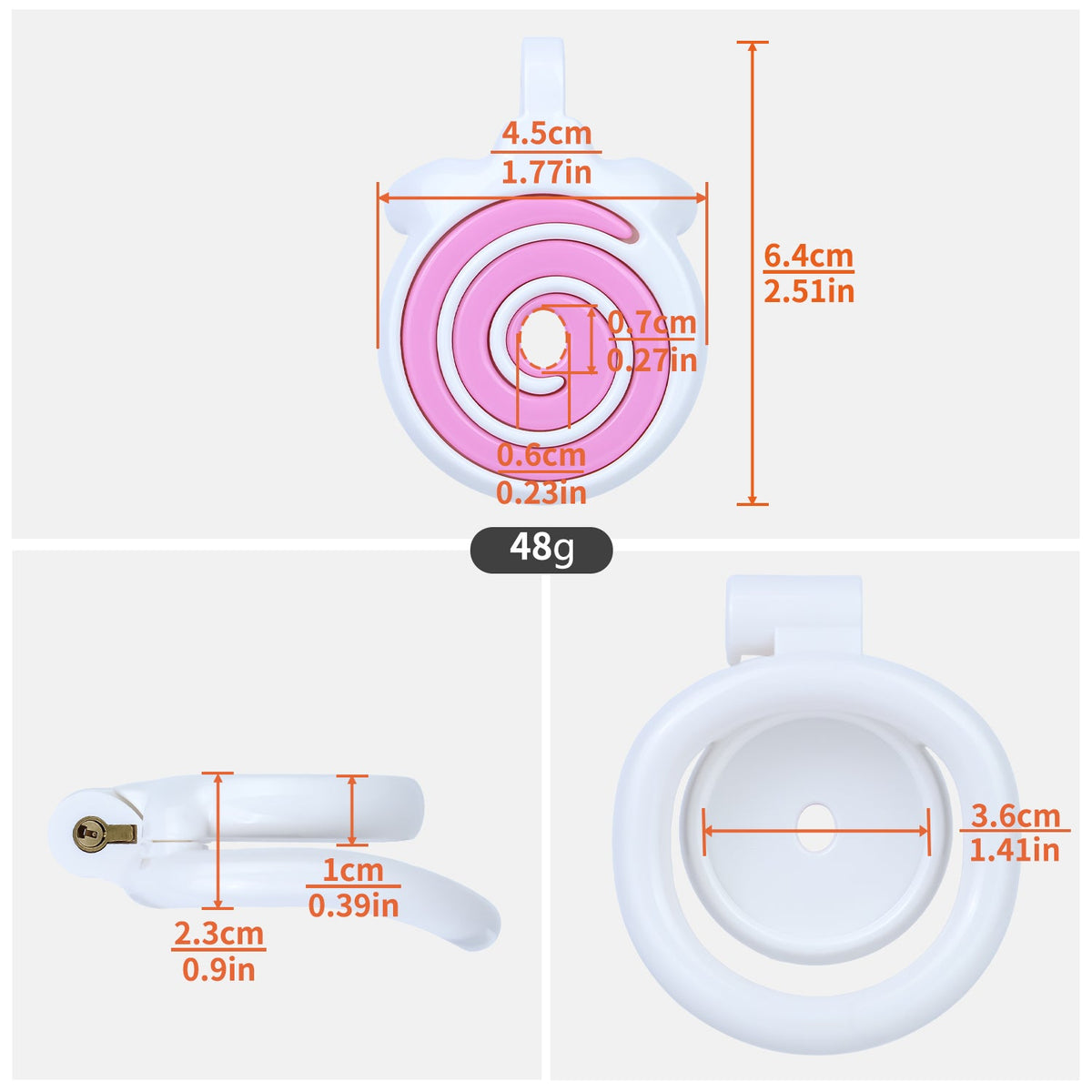 Pink standard cage measurements in cm and inches