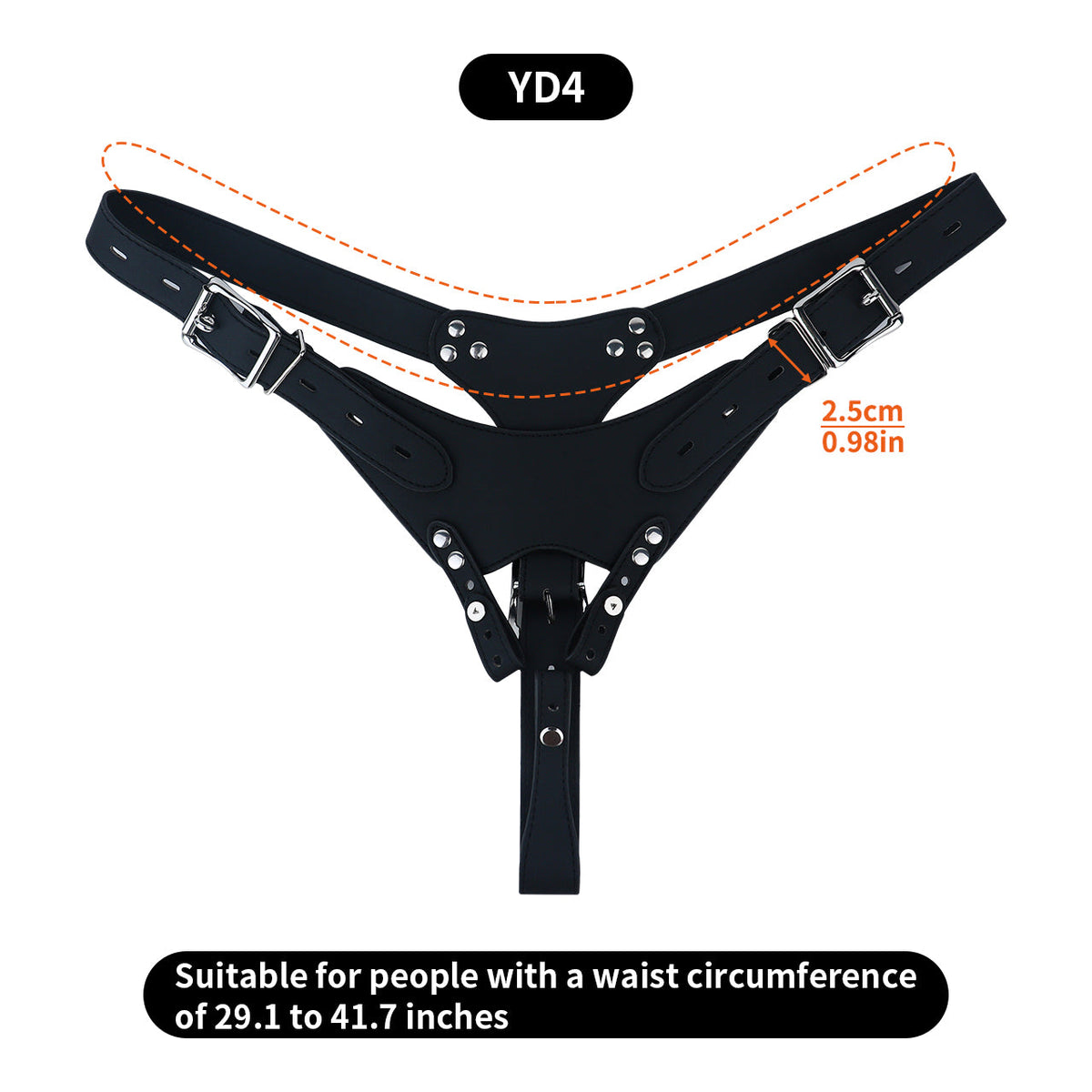 Black belt waist range and strap width measurements