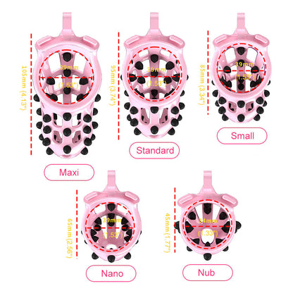 Pink Chastity Cage with Removable Silicone Spikes