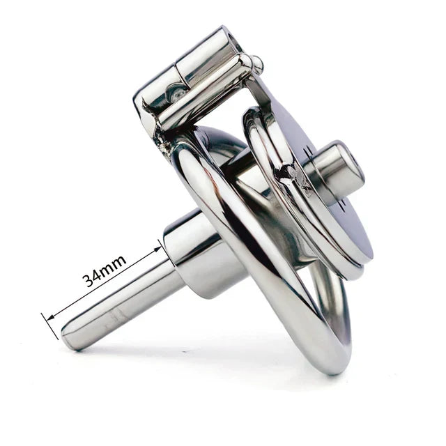 Metal Inverted Male Chastity Cage with Removable Urethral Plug and Belt