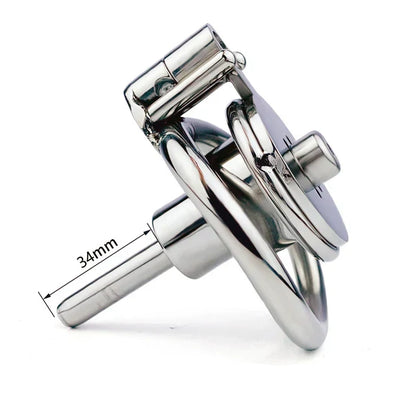 Metal Inverted Male Chastity Cage with Removable Urethral Plug and Belt