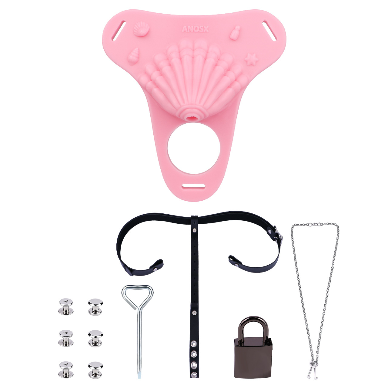 Pink Silicone Sissy Chastity Cage With Belt