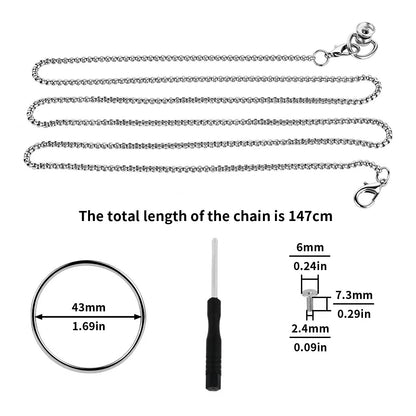 Stainless Steel Flat Chastity Cage with Traction Chain