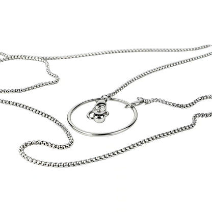 Stainless Steel Flat Chastity Cage with Traction Chain