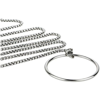 Stainless Steel Flat Chastity Cage with Traction Chain