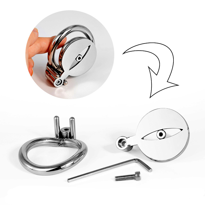 Super Small Flat Chastity Cage with Metal Urethral Tube and PU Belt