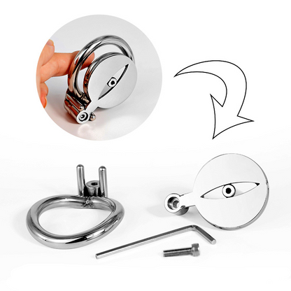 Super Small Flat Chastity Cage with Metal Urethral Tube and PU Belt