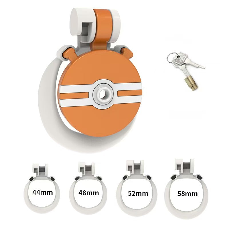 Round Resin Flat Chastity Cage in Red White or Orange