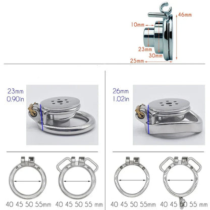 Double-Layer Inverted Chastity Cage with Urethral Tube & PU Strap