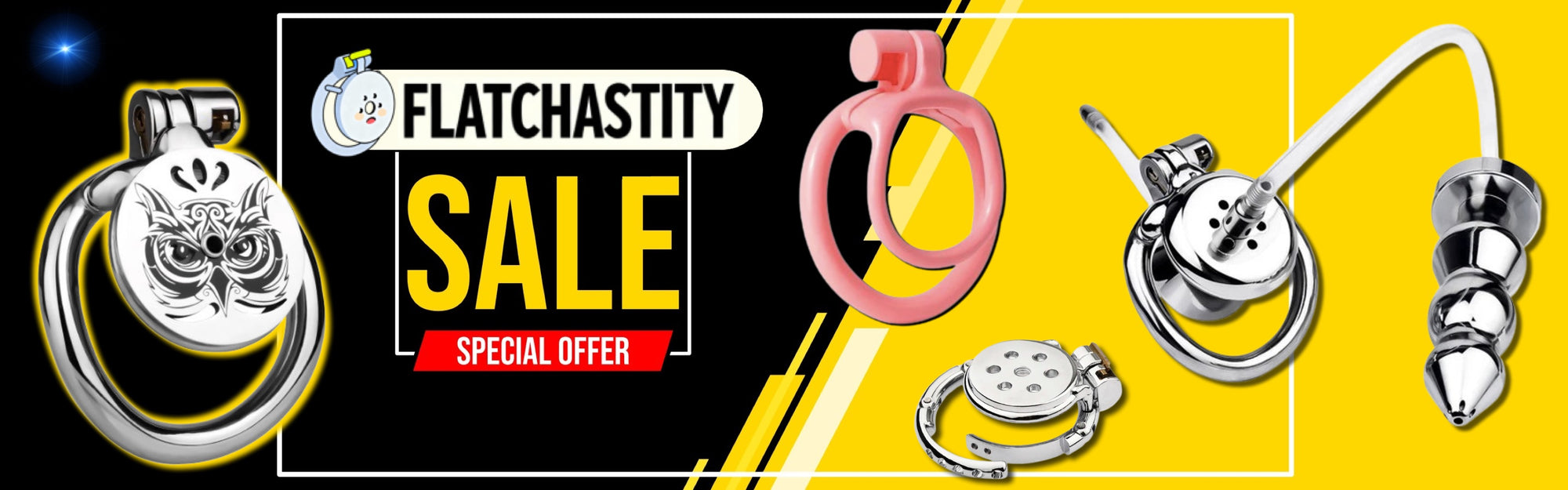 Flat chastity cage store banner