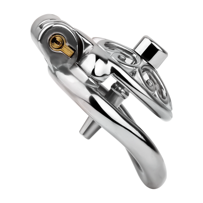 Flat Inverted Heart Chastity Cage with Removable Plug and Catheter