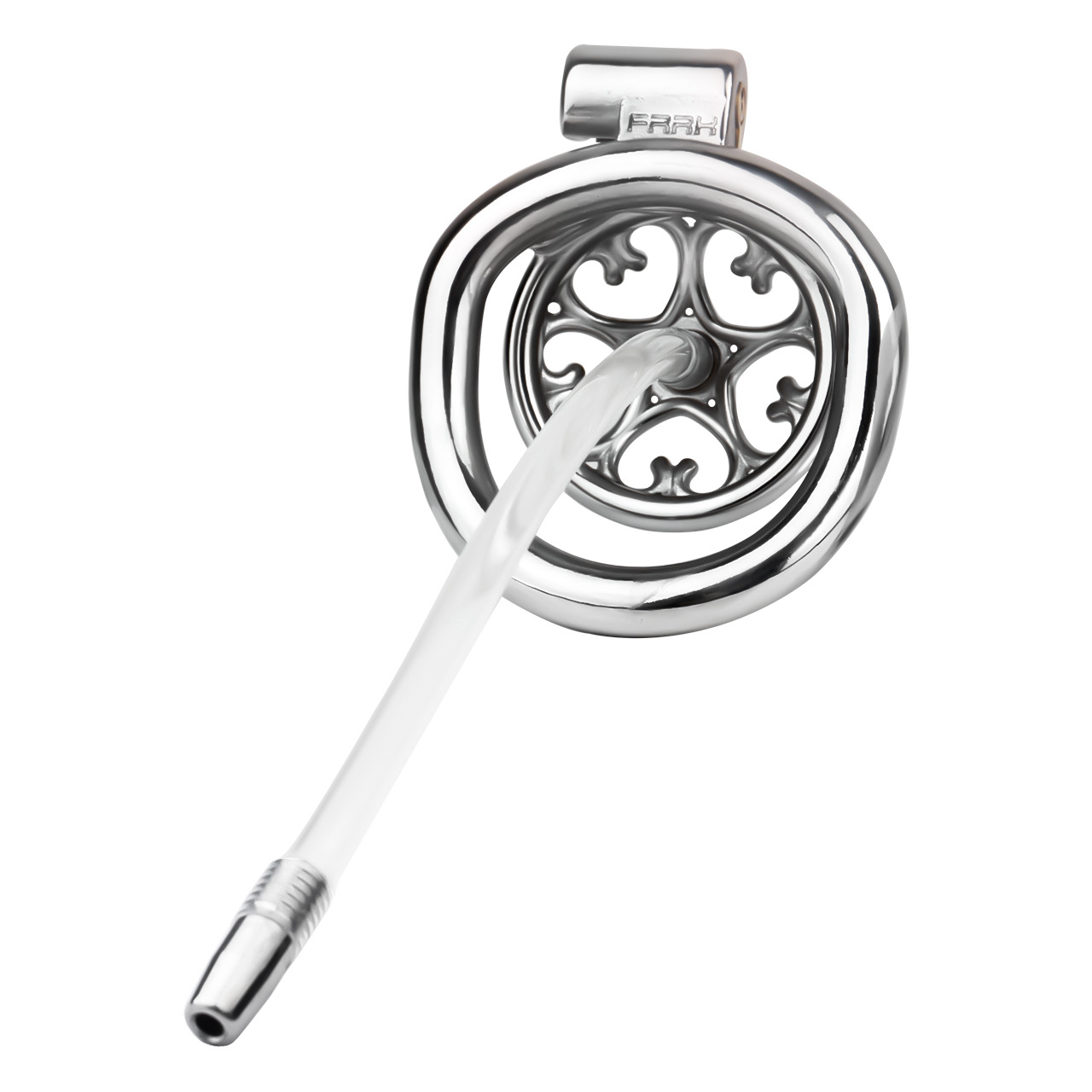 Flat Inverted Heart Chastity Cage with Removable Plug and Catheter