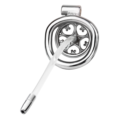 Flat Inverted Heart Chastity Cage with Removable Plug and Catheter