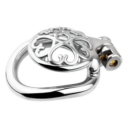 Flat Inverted Heart Chastity Cage with Removable Plug and Catheter