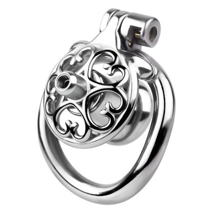 Flat Inverted Heart Chastity Cage with Removable Plug and Catheter