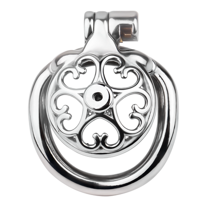 Flat Inverted Heart Chastity Cage with Removable Plug and Catheter