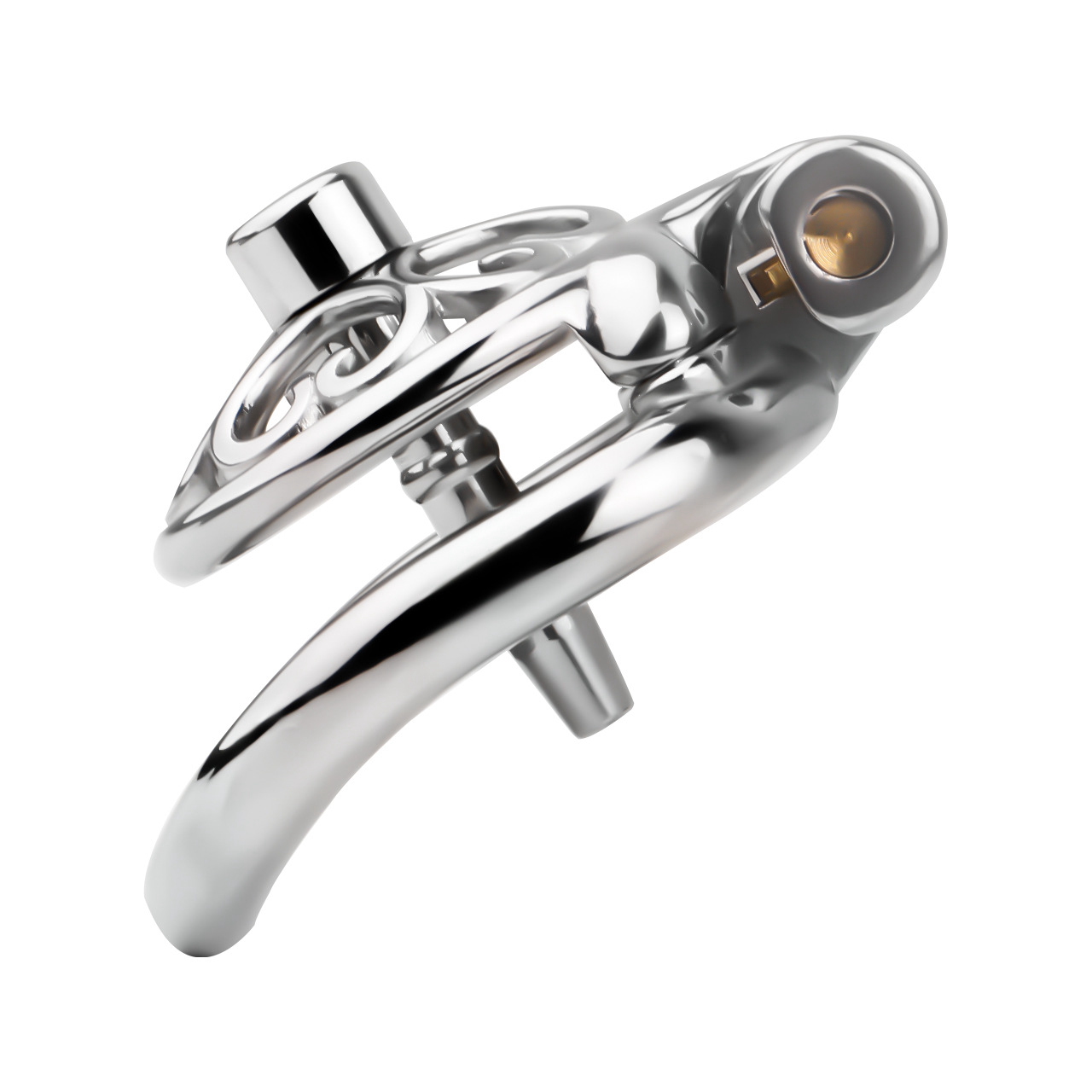 Flat Inverted Heart Chastity Cage with Removable Plug and Catheter