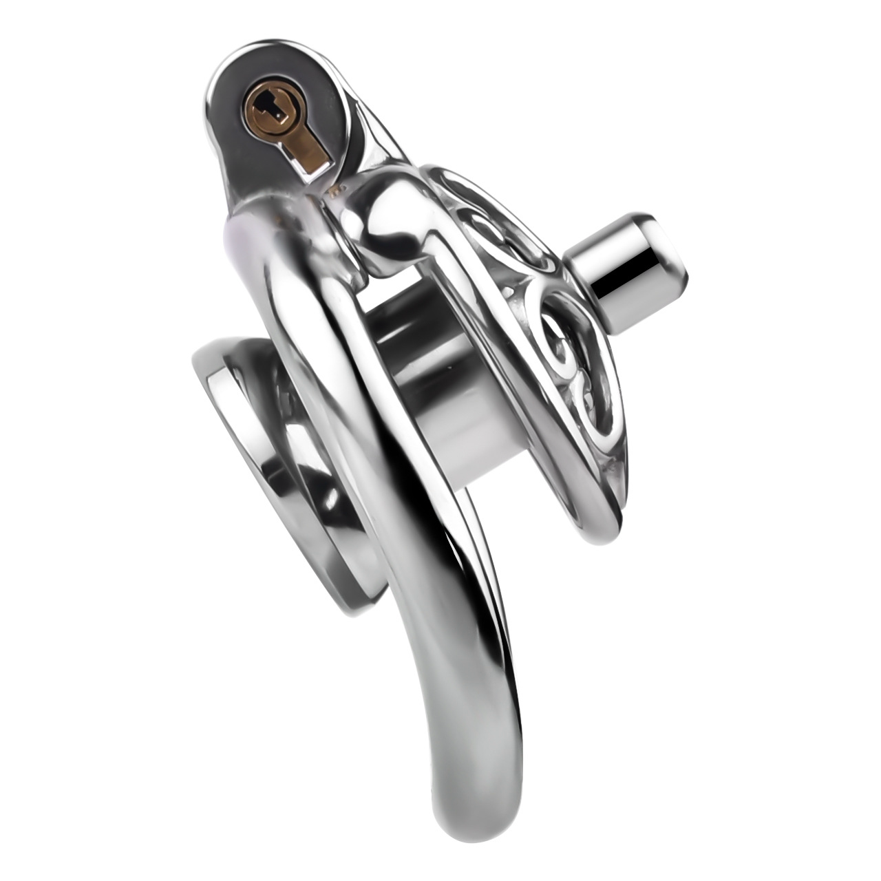 Flat Inverted Heart Chastity Cage with Removable Plug and Catheter