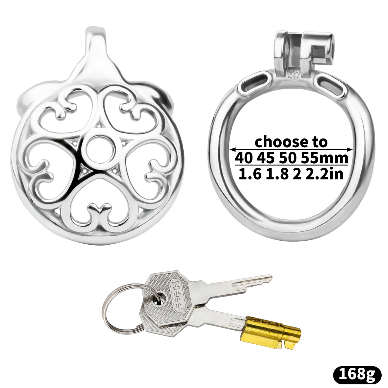 Flat Inverted Heart Chastity Cage with Removable Plug and Catheter