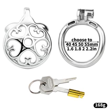 Flat Inverted Heart Chastity Cage with Removable Plug and Catheter