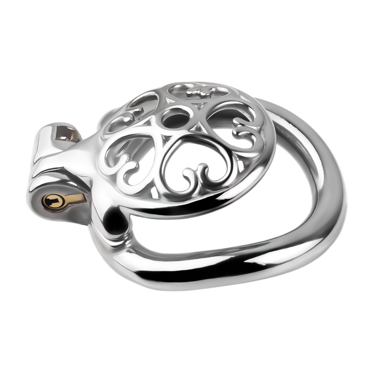Flat Inverted Heart Chastity Cage with Removable Plug and Catheter