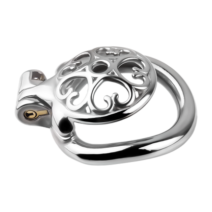 Flat Inverted Heart Chastity Cage with Removable Plug and Catheter
