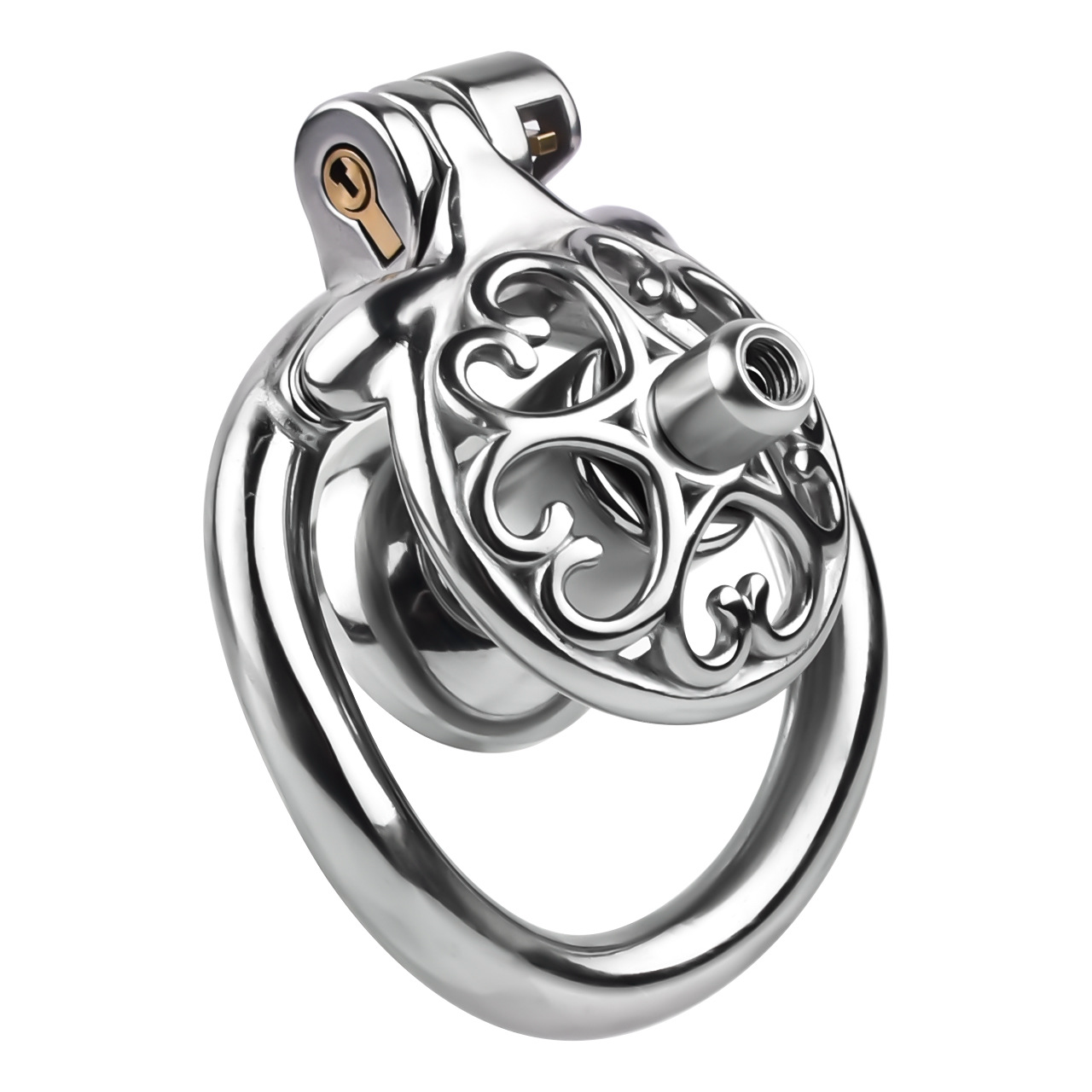 Flat Inverted Heart Chastity Cage with Removable Plug and Catheter