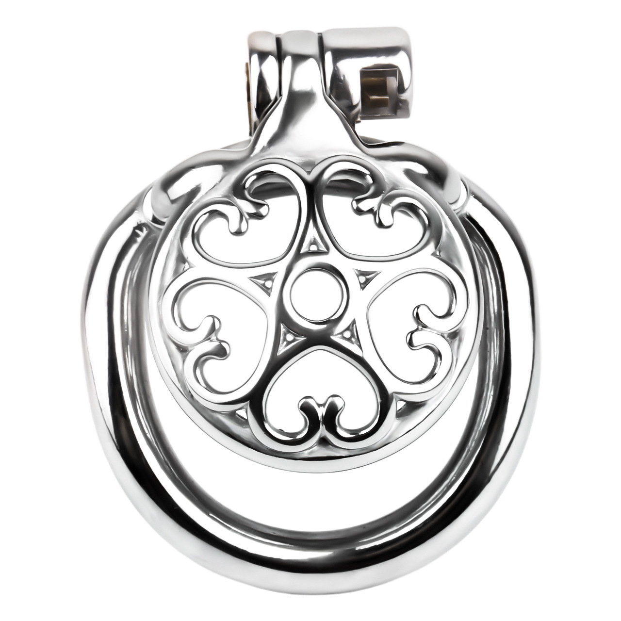 Flat Inverted Heart Chastity Cage with Removable Plug and Catheter
