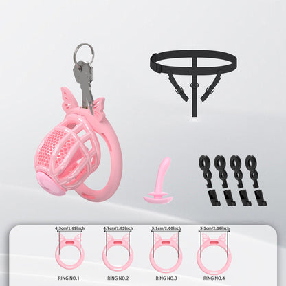 Honeycomb Invisible Chastity Cage With 4 Silicone Rings 9
