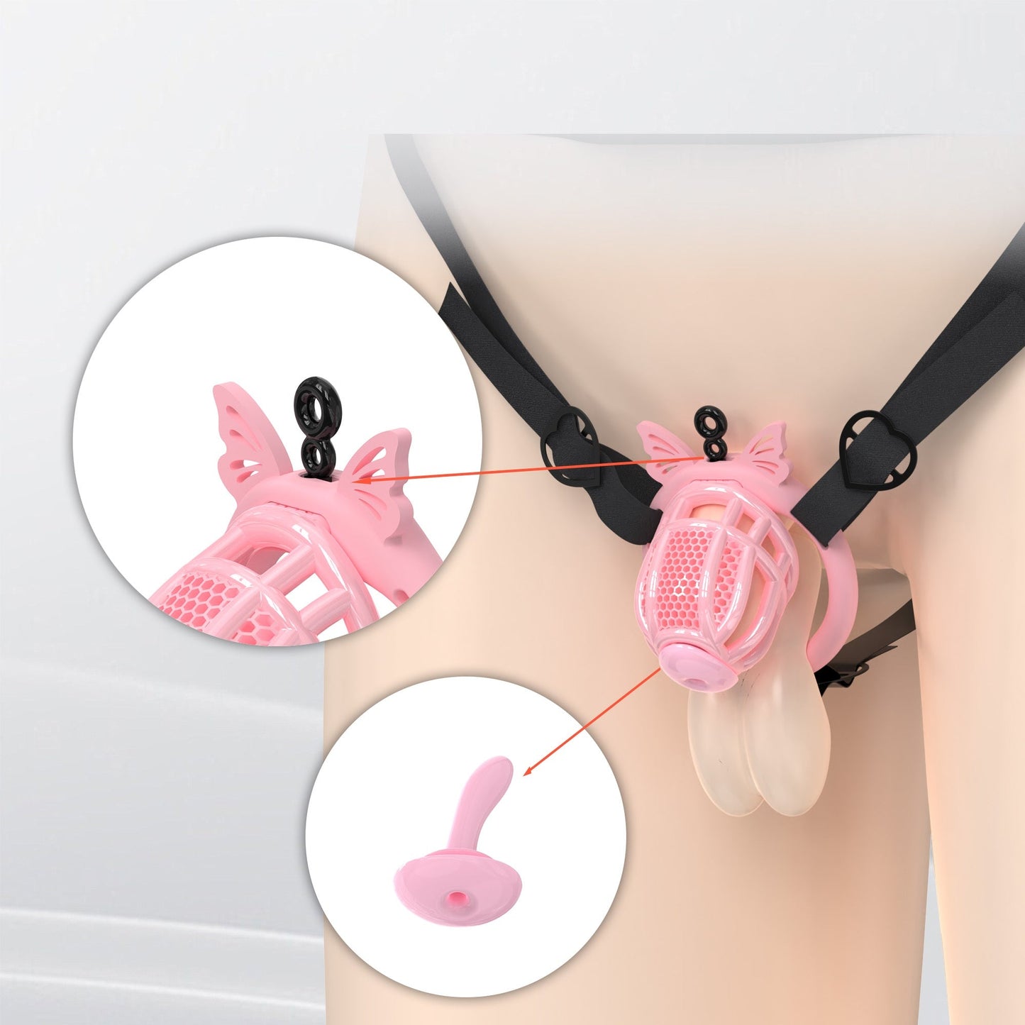 Honeycomb Invisible Chastity Cage With 4 Silicone Rings 1