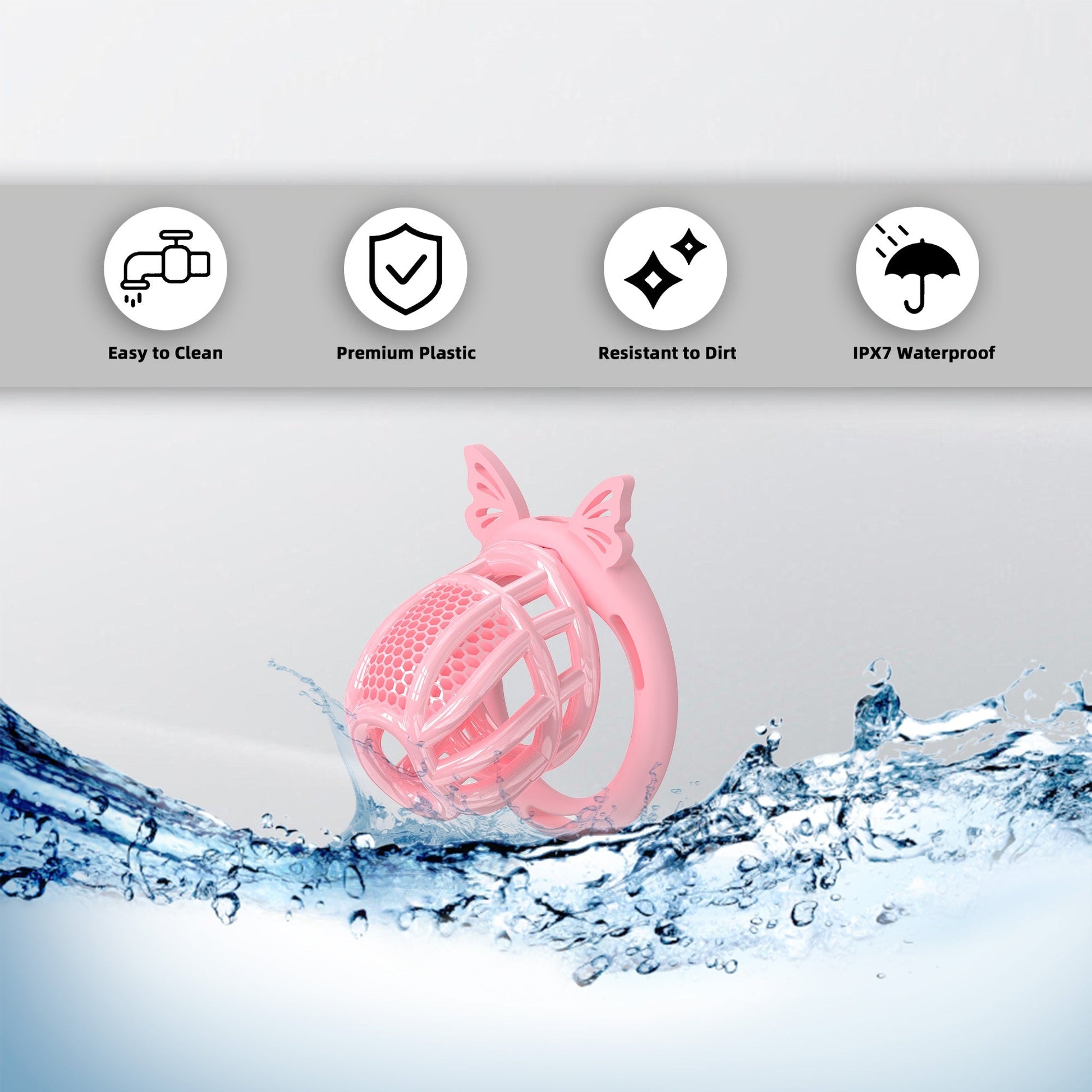 Honeycomb Invisible Chastity Cage With 4 Silicone Rings 7