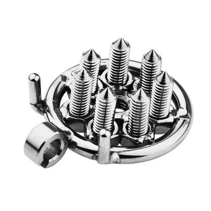 Inverted Chastity Cage Adjustable With Spikes - 7