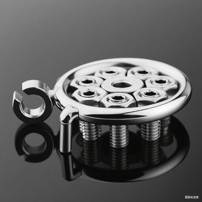 Inverted Chastity Cage Adjustable With Spikes - 7