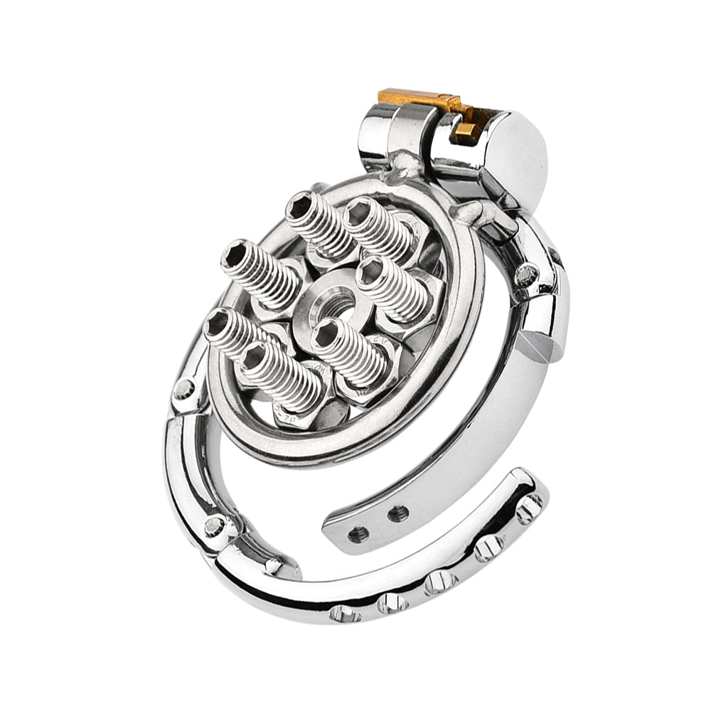 Inverted Chastity Cage Adjustable With Spikes - 3